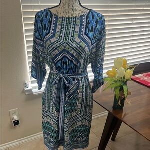 Blue Patterned Women's Dress